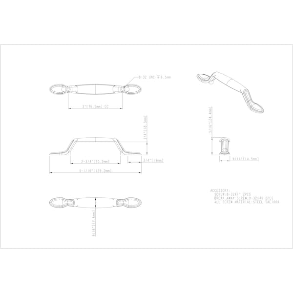 Elements By Hardware Resources 3" Center-to-Center Satin Nickel Vienna Cabinet Pull - P106-SN