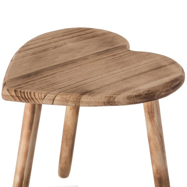 Vintiquewise Decorative Antique Heart Shaped Natural Wooden Accent Stool, Classic Room Decoration - QI004379