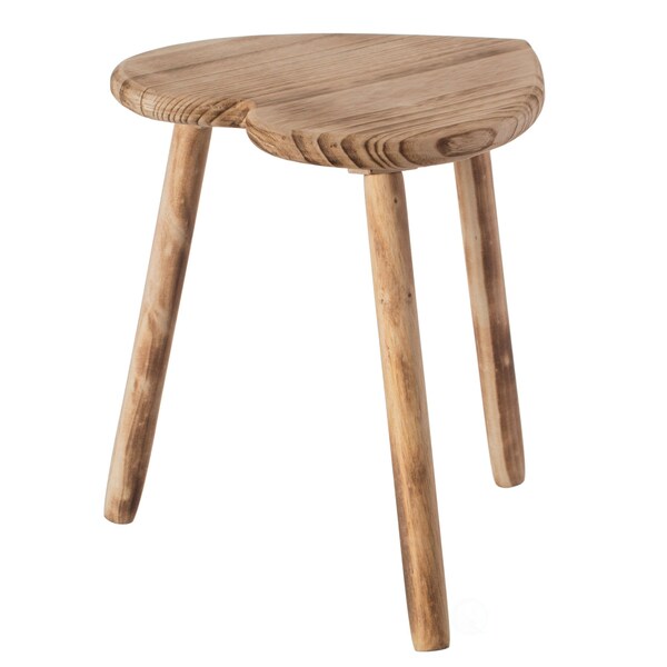 Vintiquewise Decorative Antique Heart Shaped Natural Wooden Accent Stool, Classic Room Decoration - QI004379