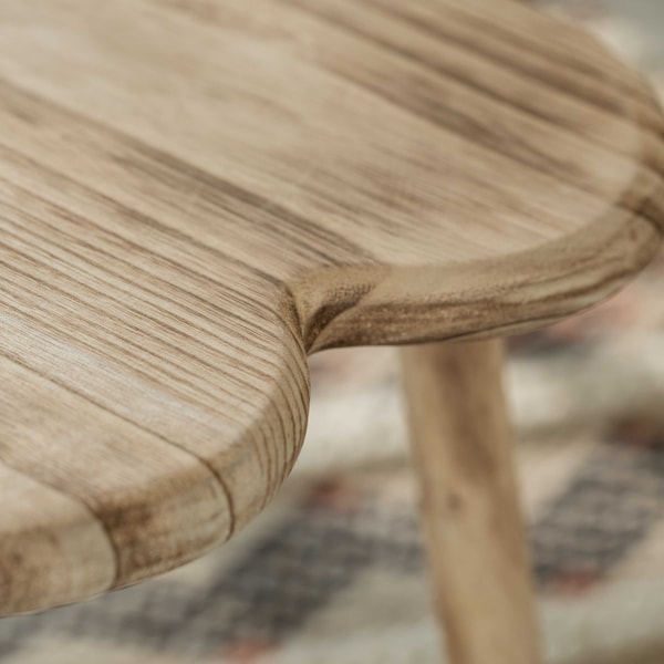Vintiquewise Decorative Antique Heart Shaped Natural Wooden Accent Stool, Classic Room Decoration - QI004379