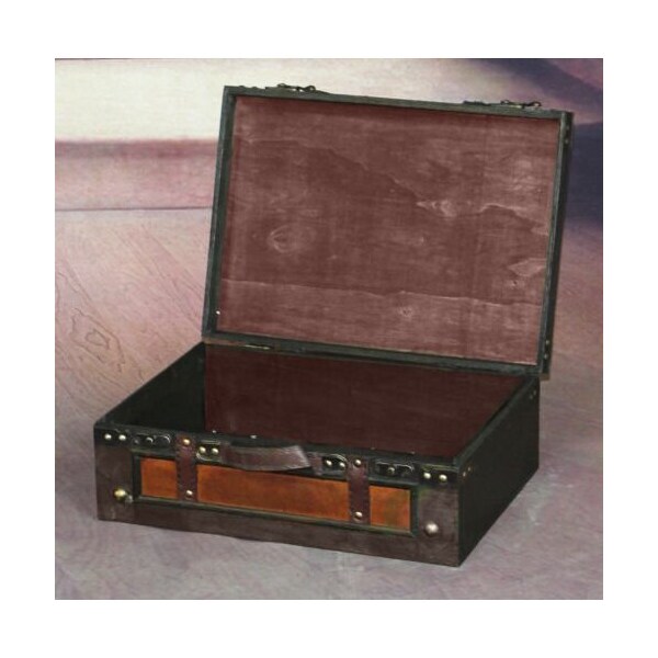 Vintiquewise Wooden Vintage Luggage Trunks - Antique Carry on Suitcase Storage Box with Hinged Lids, Set of 2 - QI003013.2