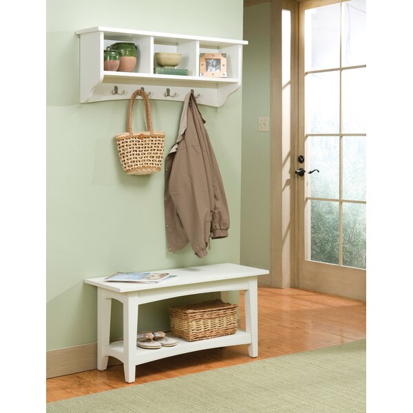 Alaterre Furniture Shaker Cottage Storage Coat Hook with Bench Set, Ivory - ASCA0304IV