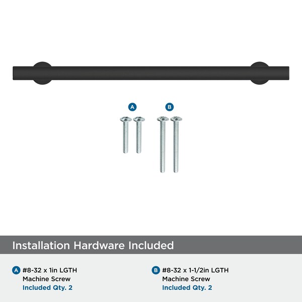 Amerock Everett 8-13/16 inch 224mm Center-to-Center Matte Black Cabinet Pull - BP37108MB
