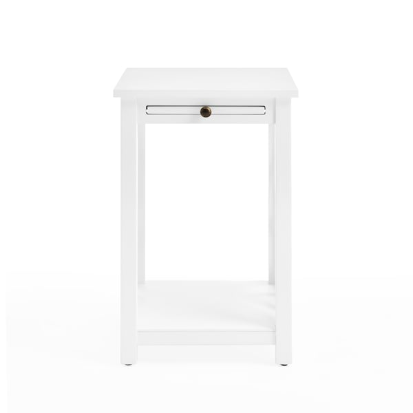 Alaterre Furniture Coventry Wood End Table with Tray Shelf and Bottom Shelf - ANCT02WH