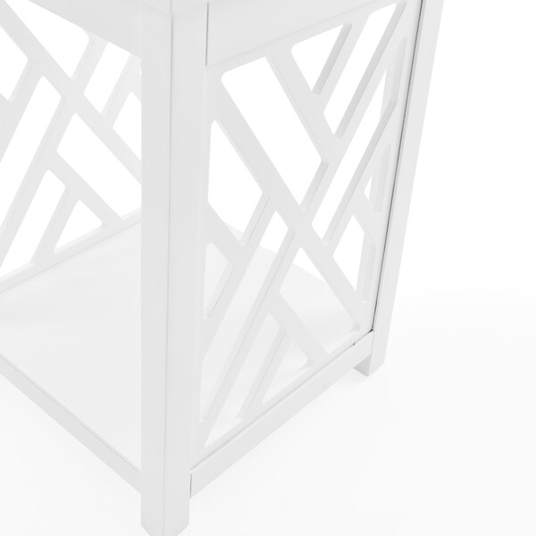 Alaterre Furniture Coventry Wood End Table with Tray Shelf and Bottom Shelf - ANCT02WH