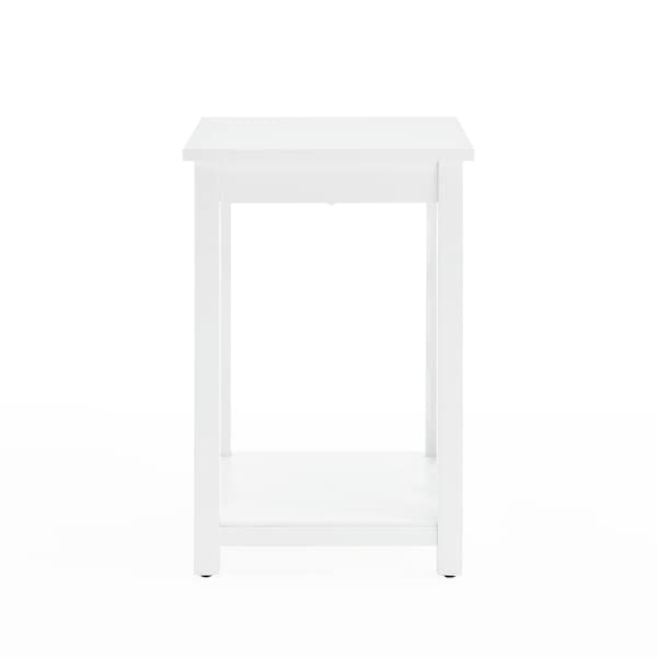 Alaterre Furniture Coventry Wood End Table with Tray Shelf and Bottom Shelf - ANCT02WH