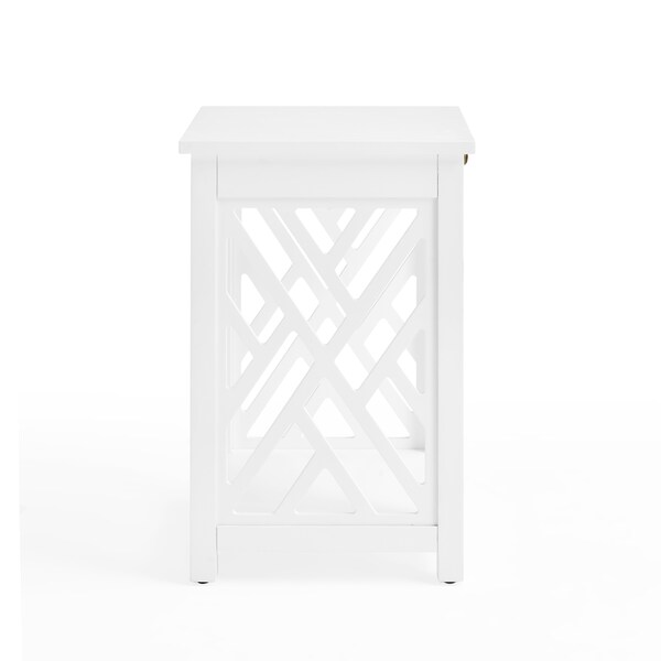 Alaterre Furniture Coventry Wood End Table with Tray Shelf and Bottom Shelf - ANCT02WH
