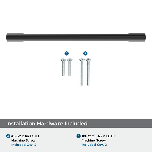 Amerock Riva 7-9/16 inch 192mm Center-to-Center Matte Black Cabinet Pull - BP55488MB