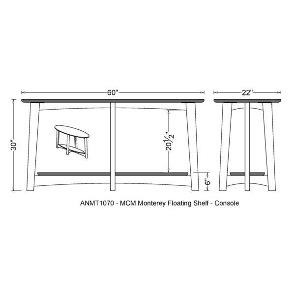 Alaterre Furniture Monterey 60"L Console/Media Mid-Century Modern Wood Table, Warm Chestnut - ANMT1070