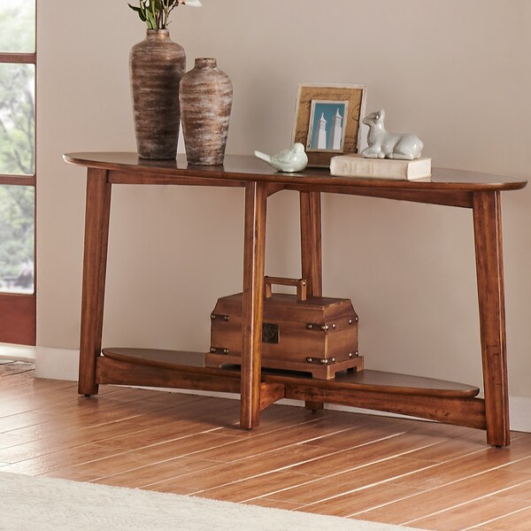 Alaterre Furniture Monterey 60"L Console/Media Mid-Century Modern Wood Table, Warm Chestnut - ANMT1070