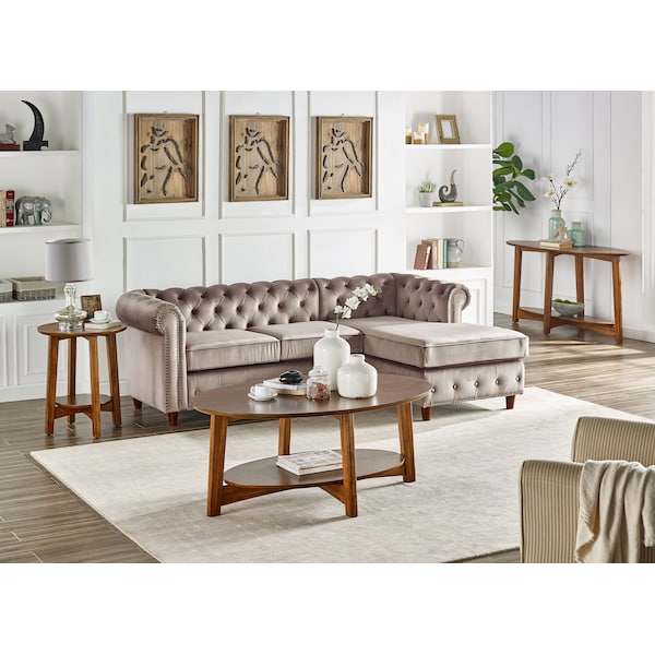 Alaterre Furniture Monterey 60"L Console/Media Mid-Century Modern Wood Table, Warm Chestnut - ANMT1070