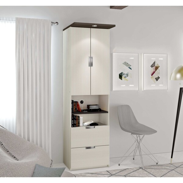 Bestar Lumina 24W Storage Unit with 2 Drawers, White Chocolate - 85160-31