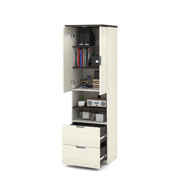Bestar Lumina 24W Storage Unit with 2 Drawers, White Chocolate - 85160-31