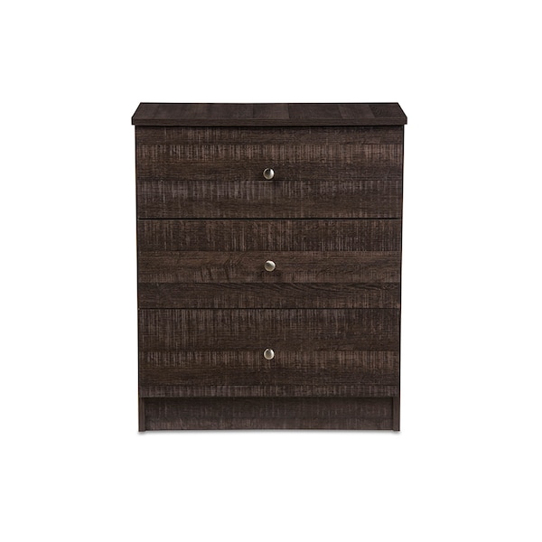 Baxton Studio Decon Espresso Brown Wood 3-Drawer Storage Chest - 119-6495