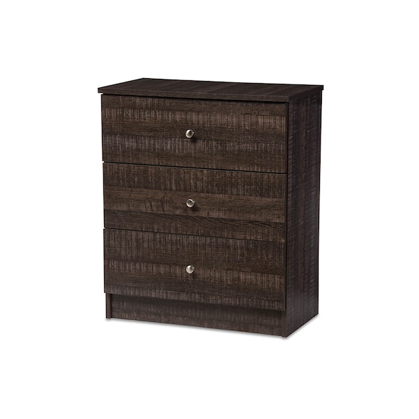 Baxton Studio Decon Espresso Brown Wood 3-Drawer Storage Chest - 119-6495