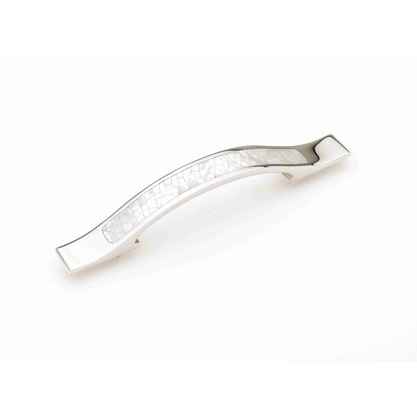 Schaub 4in Center to Center Symphony Mother of Pearl Cabinet Pull Polished Nickel Finish - 858-MOP-PN