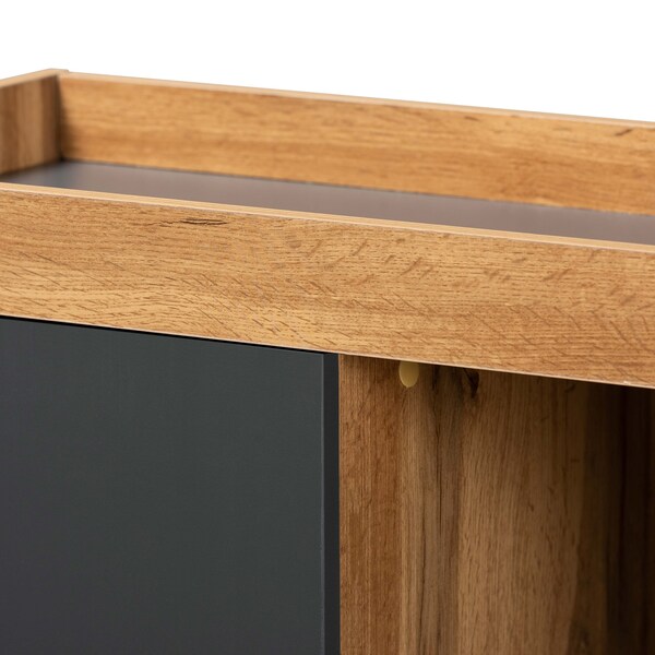 Baxton Studio Caspian Modern and Contemporary Two-Tone Grey and Oak Brown Finished Wood Shoe Cabinet - 179-11216-ZORO