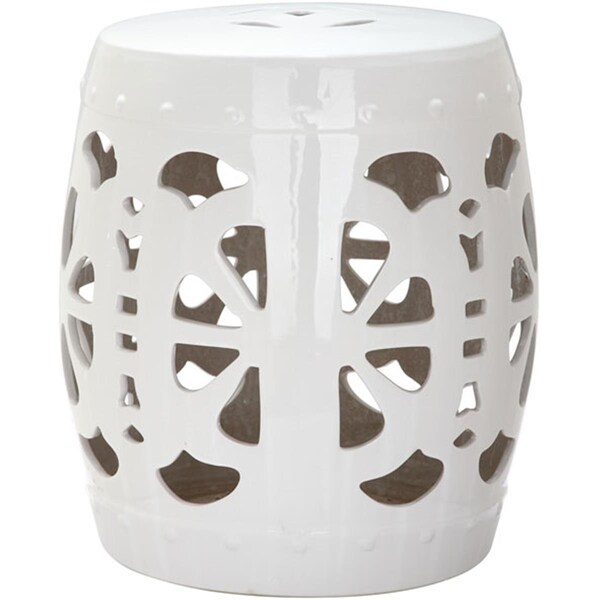 Safavieh Stencil Blossom Garden Stool- Antique White - 19 x 17 x 17 in. - ACS4536A