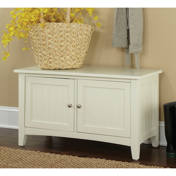 Alaterre Furniture Shaker Cottage Tray Shelf Coat Hook with Cabinet Bench, Ivory - ASCA0509IV