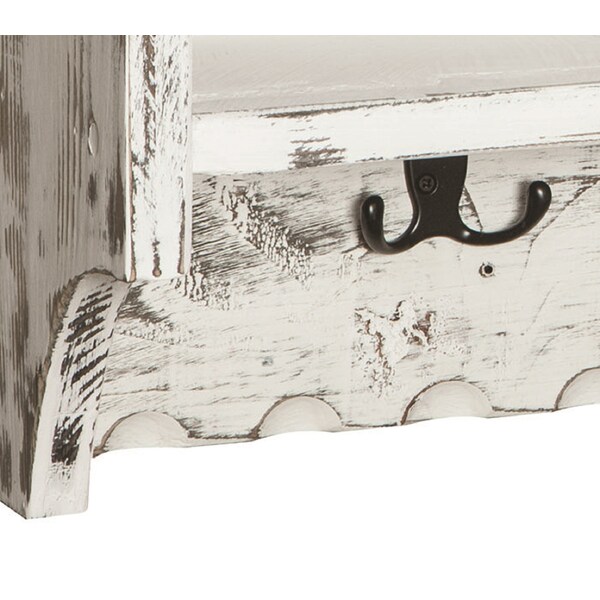 Alaterre Furniture Country Cottage Coat Hooks and Bench Set, White Antique Finish - ACCA0304WA