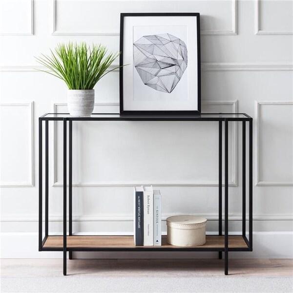 Henn & Hart Henn & Hart AT0557 Vireo Blackened Bronze & Rustic Oak Accent Table - AT0557