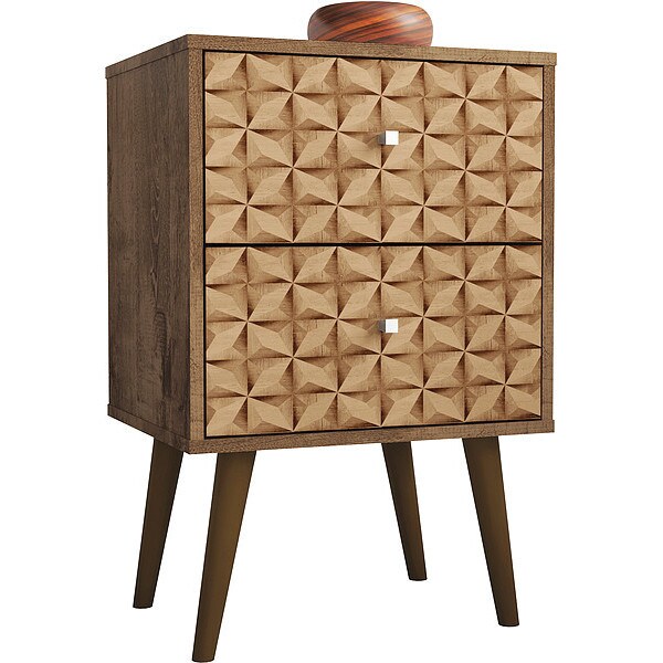 Manhattan Comfort Nightstand, Mid Century, Brown - 204AMC97
