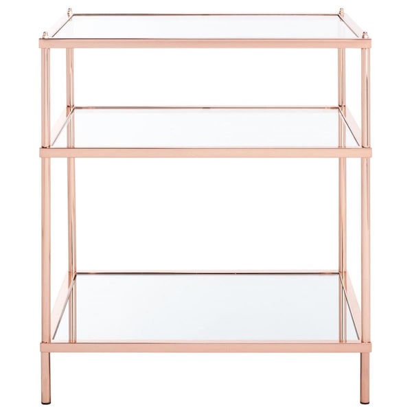 Safavieh 22 x 18 x 26.5 in. Noelia 3-Tier Accent Table with Glass & Mirror, Rose Gold - ACC6203E