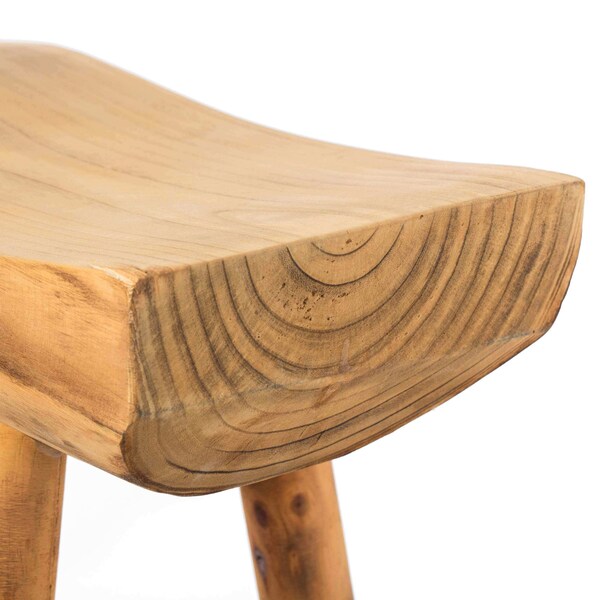 Vintiquewise Rustic Carved Wood Natural Edge Entryway Log Accent Bench - QI003836