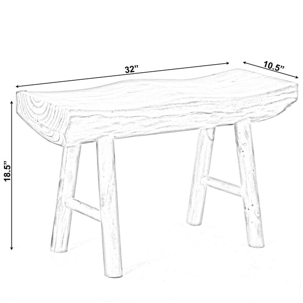 Vintiquewise Rustic Carved Wood Natural Edge Entryway Log Accent Bench - QI003836