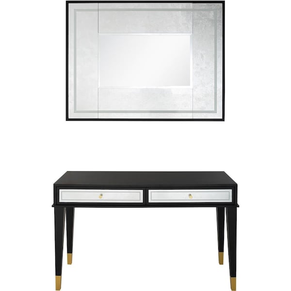 Templeton 15.7 x 47.2 x 29.5 in. Makalu Wall Mirror & Console Table Set, Black - TE2851513