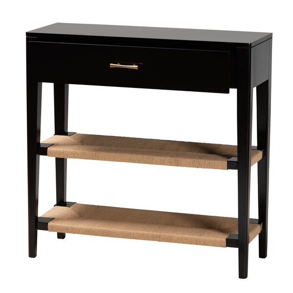 Baxton Studio Freya Modern Bohemian Black Finished Bayur Wood 1-Drawer Console Table - 227-12897-ZORO