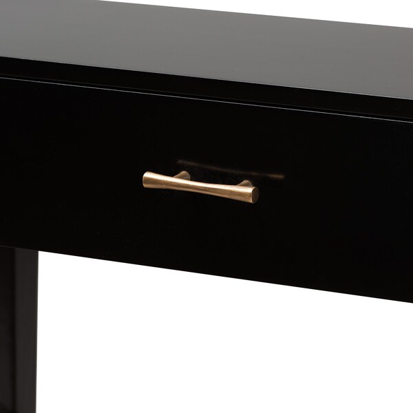 Baxton Studio Freya Modern Bohemian Black Finished Bayur Wood 1-Drawer Console Table - 227-12897-ZORO