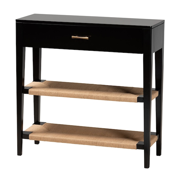 Baxton Studio Freya Modern Bohemian Black Finished Bayur Wood 1-Drawer Console Table - 227-12897-ZORO