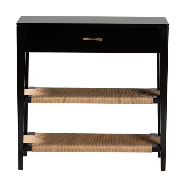Baxton Studio Freya Modern Bohemian Black Finished Bayur Wood 1-Drawer Console Table - 227-12897-ZORO