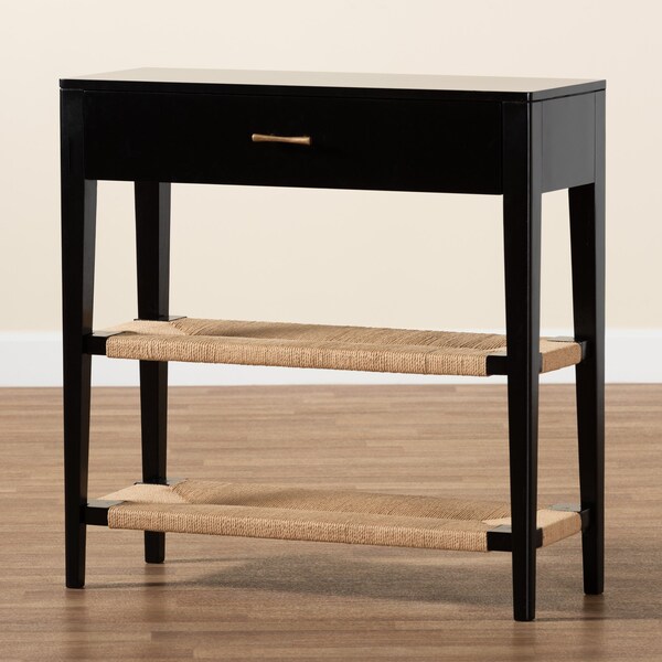 Baxton Studio Freya Modern Bohemian Black Finished Bayur Wood 1-Drawer Console Table - 227-12897-ZORO