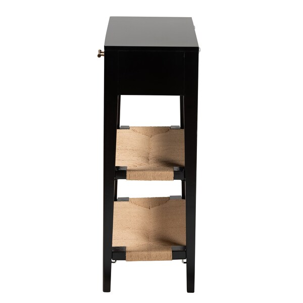 Baxton Studio Freya Modern Bohemian Black Finished Bayur Wood 1-Drawer Console Table - 227-12897-ZORO