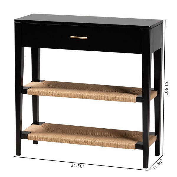 Baxton Studio Freya Modern Bohemian Black Finished Bayur Wood 1-Drawer Console Table - 227-12897-ZORO
