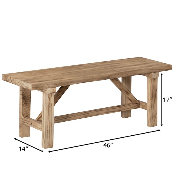 Vintiquewise 46'' Wooden Bench Farmhouse Entryway Organizer Retro Rustic Accent Seat Natural Wood Armless - QI004773-48