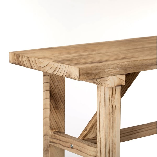 Vintiquewise 46'' Wooden Bench Farmhouse Entryway Organizer Retro Rustic Accent Seat Natural Wood Armless - QI004773-48