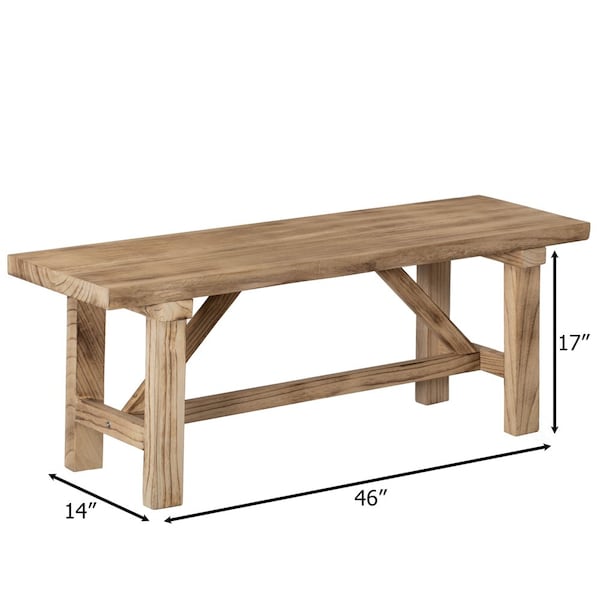 Vintiquewise 46'' Wooden Bench Farmhouse Entryway Organizer Retro Rustic Accent Seat Natural Wood Armless - QI004773-48