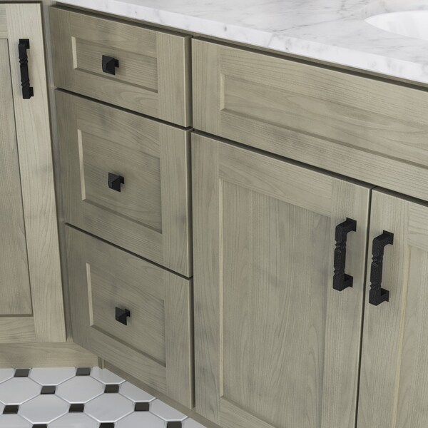 Jeffrey Alexander 128 mm Center-to-Center Matte Black Rustic Twist Tahoe Cabinet Pull - 602-128BLK