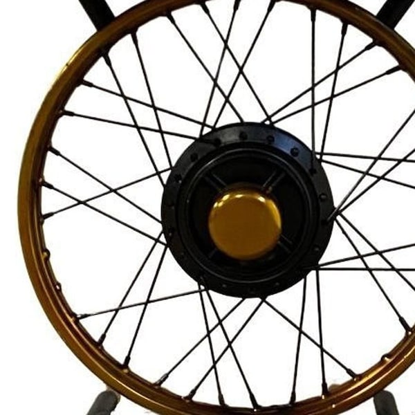 Homeroots 22 x 14 x 23.5 in. Black & Gold Wheel Accent Table - 388285