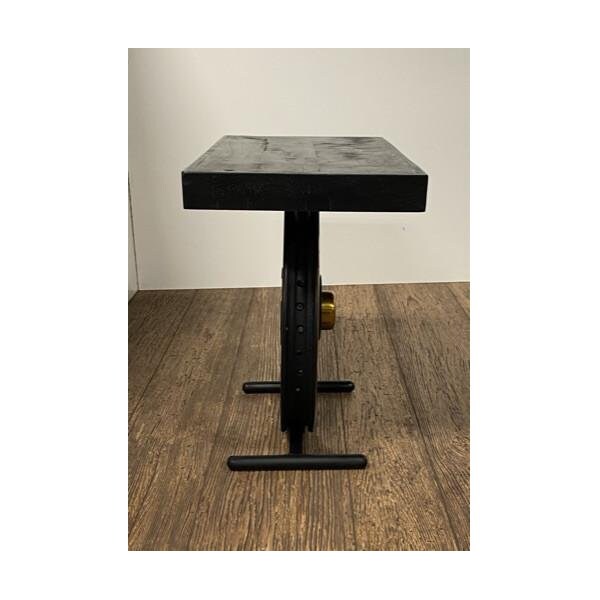 Homeroots 22 x 14 x 23.5 in. Black & Gold Wheel Accent Table - 388285