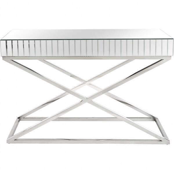 Homeroots 31 x 47.2 x 13.8 in. X Shaped Console Table, Silver - 396850