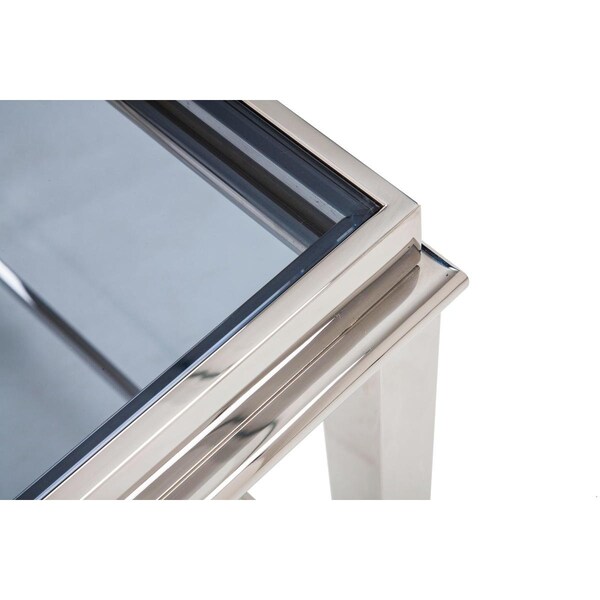 Homeroots Modern Glass and Stainless Steel Console Table - 283430