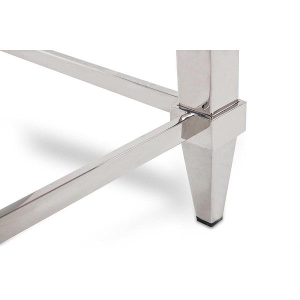 Homeroots Modern Glass and Stainless Steel Console Table - 283430