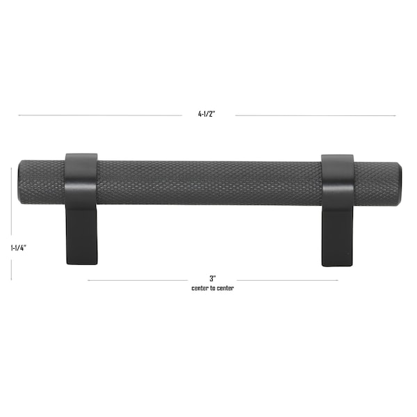 Gliderite Hardware 3 in. Center to Center Knurled Steel Bar Pull - 8005-76-MB, 10PK - 8005-76-MB-10