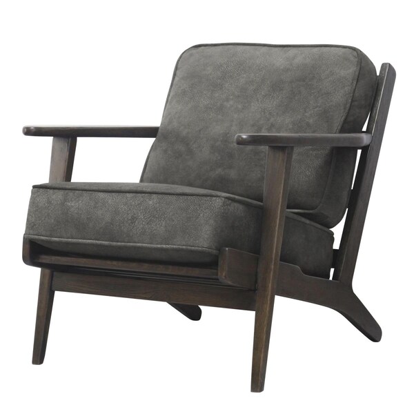 New Pacific Direct Albert Accent Chair Dark Brown Frame, Pewter Hide - 3900018-151