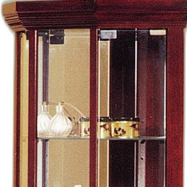 Homeroots 16 x 16 x 71 in. Glass Curio Cabinet, Cherry - 374163