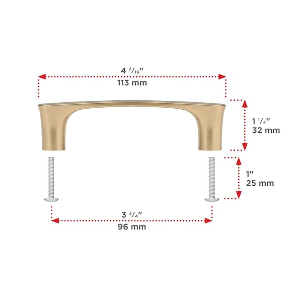 Richelieu 3 3/4-inch (96 mm) Center to Center Champagne Bronze Contemporary Cabinet Pull - BP734596CHBRZ